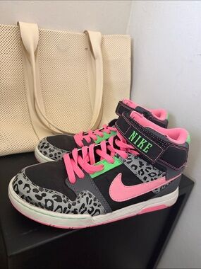 Nike Black High-Top Sneakers with Pink & Green Accents